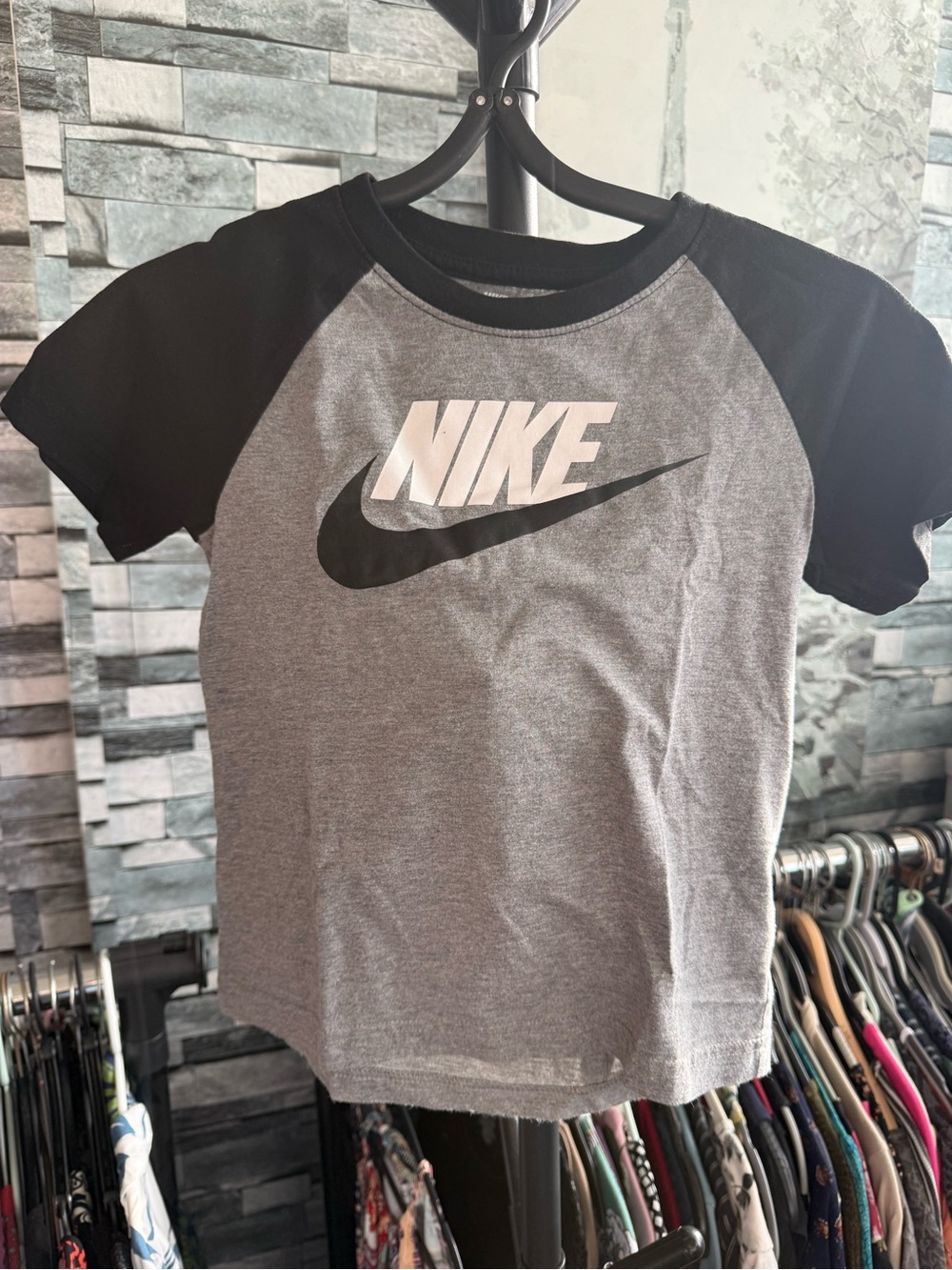 Nike Grey & Black Raglan Logo Tee